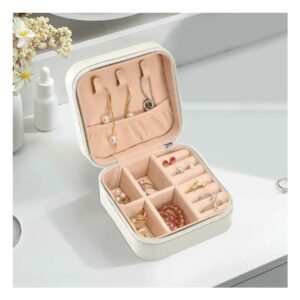 Mini Joyeros Portatiles Blanco Organizador de Joyas Compacto y Elegante