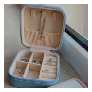 Estuche Mini Joyero Portatil para Mujer en Color Azul Pastel