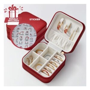 Caja Mini Joyero Portatil para Mujer en Color Rojo Y+Regalo Sticker
