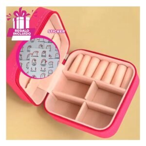 Caja Mini Joyero Portatil para Mujer en Color Fucsia Y+Regalo Sticker
