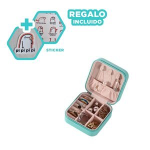 Caja Mini Joyero Portatil para Mujer en Color Turqueza Y+Regalo Sticker