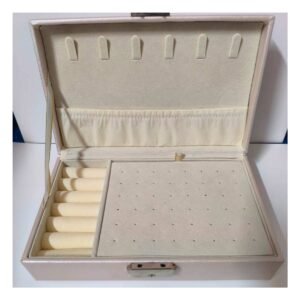 Estuche Joyero Rectangular 20,5x12,5x5,5 cm en Color Beige Brillante