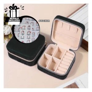 Estuche Mini Portatil de Terciopelo Negro para Viaje Y+Regalo Sticker