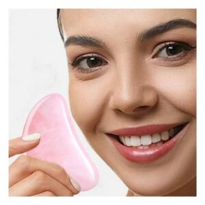 Gua Sha Facial de Cuarzo Rosado Claro para Masaje y Relajacion del Rostro