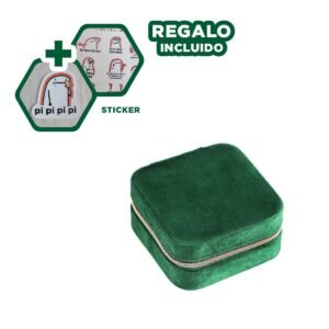 Estuche Mini Portatil de Terciopelo Verde Oscuro para Viaje Y+Regalo Sticker