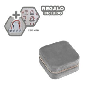 Estuche Mini Portatil de Terciopelo Plomo para Viaje Y+Regalo Sticker