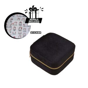 Estuche Mini Portatil con Espejo Terciopelo de Color Negro Y+Regalo Sticker