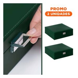 Pack2 Estuche Verde Oscuro para Joyero 2 Niveles Resistente Practico Durable