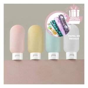 Botellas Compactas Recargables y Exprimibles Multicolor 60 ml Practicas Y+Regalo Sticker