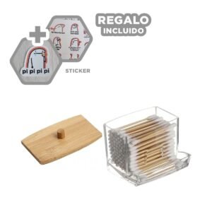 Dispensador Decorativo Transparente para Hisopos de Acrilico Y+Regalo Sticker