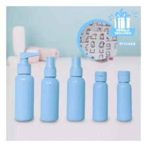 Envase Dispensador Compacto 7 Piezas Celeste Seguros y Totalmente Duraderos Y+Regalo Sticker