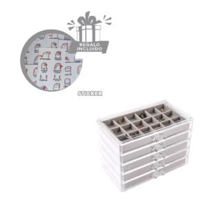 Joyero 5 Niveles Plomo Terciopelo y Acrilico Facil de Usar y Mantener Ordenado Y+Regalo Sticker