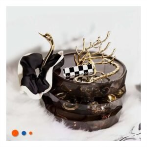 Organizador 3 Niveles Marron Transparente con Forma de Cisne Elegante y Funcional