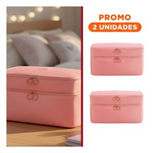 Pack2 Neceser Organizador 4 Espacios 30x16x17cm Rosado para Viajes