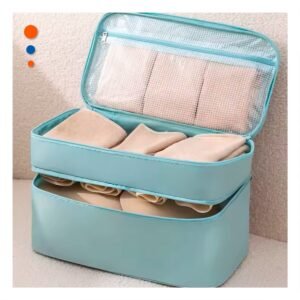 Bolso Organizador 4 Espacios 30x16x17cm Celeste para Viaje y Hogar