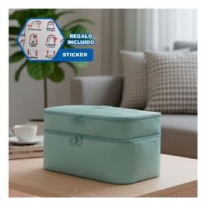 Neceser Multifuncional 4 Espacios 30x16x17cm Celeste para Mujer Y+Regalo Sticker