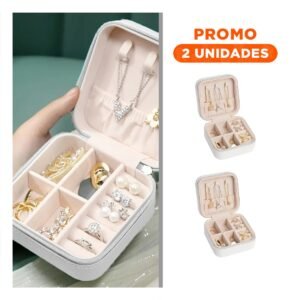 Pack2 Mini Joyeros Portatiles Blanco para Aretes Pulseras y Collares