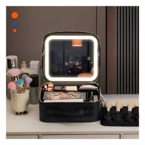 Maletin Organizador de Maquillaje con Espejo Negro Diseño Elegante
