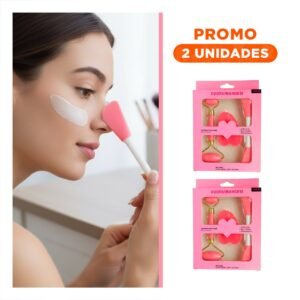 Pack2 Set 3 de Limpieza Facial Plastico Rosado para Cuidado Diario en Casa