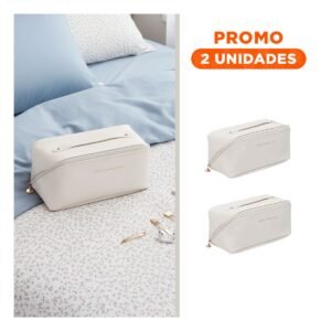 Pack2 Cosmetiquero Blanco Elegante para Maquillaje y Articulos de Viaje