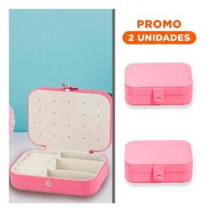 Pack2 Joyero Fucsia 16x11x5 cm con Separadores para Collares