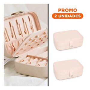 Pack2 Joyero Tono Beige Claro 16x11x5 cm con Compartimientos