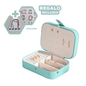 Organizador Joyero 16x11x5 cm Celeste Claro Con Compartimentos Internos Y+Regalo Sticker