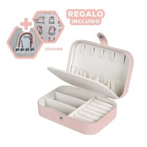 Organizador Joyero 16x11x5 cm Rosado Bebe Con Compartimentos Internos Y+Regalo Sticker