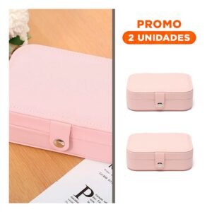 Pack2 Estuche Organizador De Joyas 16x11x5 cm Rosado Bebe Con Divisiones