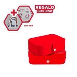Organizador Joyero 16x11x5 cm Rojo Con Compartimentos Internos Y+Regalo Sticker