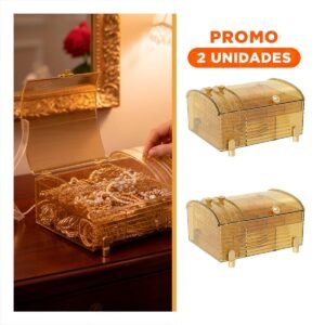 Pack2 Organizador Compacto tipo Baul para Cosmeticos Amarillo Transparente 22x17x12,5cm