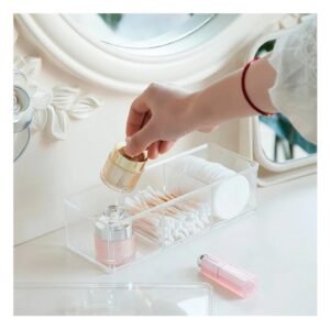 Caja Transparente de Acrilico con 1 Piso y 3 Divisiones con Tapa Superior Funcional