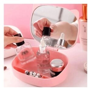Caja en Color Rosado con Divisiones Internas y Espejo en Forma de Gato Decorativo