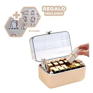 Caja con 28 Espacios Separados en Tono en Color Beige para Maquillaje Y+Regalo Sticker
