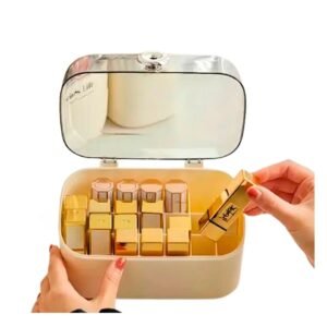 Caja en Color Beige con 28 Divisiones Internas para Organizacion de Maquillaje