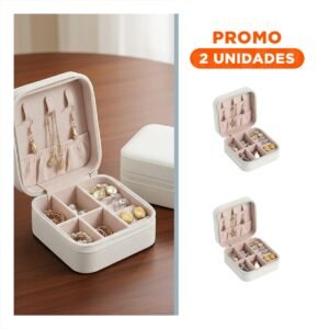 Pack2 Joyero Mini Portatil para Mujer en Color Gris Agua