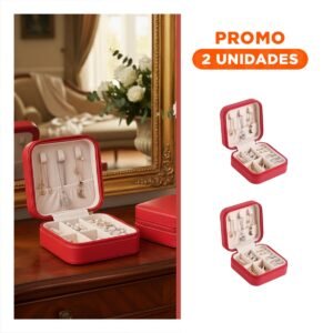 Pack2 Joyero Mini Portatil para Mujer en Color Rojo