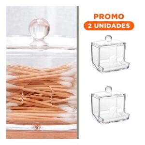 Pack2 Dispensador Acrilico para Hisopos y Bastoncillos de Algodon