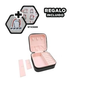 Caja para Joyas Mini Portatil Negro con Espacios para Anillos y Collares Y+Regalo Sticker