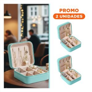 Pack2 Mini Joyeros Portatiles Verde para Aretes Pulseras y Collares