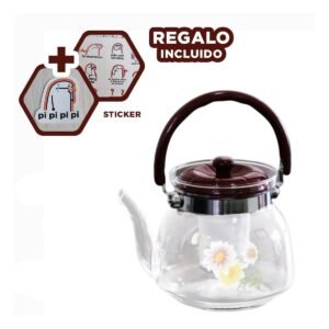 Jarra 1100ml Transparente con Tapa Guinda para Estacion de Tea y Coffee Y+Regalo Sticker
