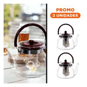 Pack2 Caldera Transparente 1100ml con Tapa Guinda para Cocina Moderna
