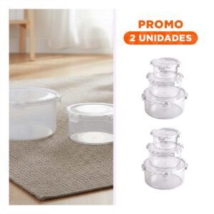 Pack2 Envases Hermeticos Circulares para Mantener Frescura Transparente