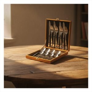 Juego de 16 Cubiertos con Caja Organizadora para Mesa Elegante Plateado