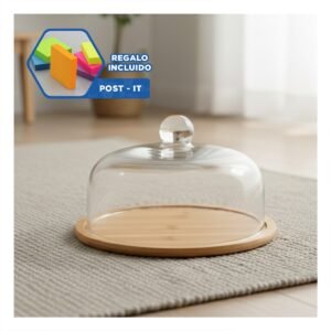 Pack2 Plataforma de Presentacion 23x18cm Madera Cupula de Color Transparente