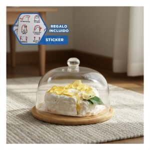 Base Decorativa con Cupula de Plastico de Color Transparente y Medidas 23x18cm Y+Regalo Sticker