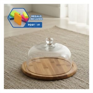 Pack2 Plataforma de Presentacion 19cm Madera Cupula de Color Transparente