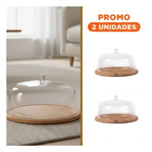 Pack2 Plataforma de Presentacion 28,5cm Madera Cupula de Color Transparente