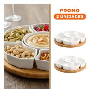 Pack2 Base 6 Bowls de Color Blanco Ceramica 30cm Guardar Comida y Cocina Hogar