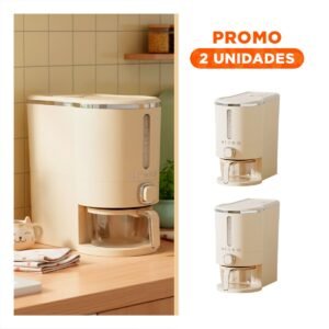 Pack2 Recipiente de Dispensador 5L de Color Crema y Plateado para Guardar Alimentos